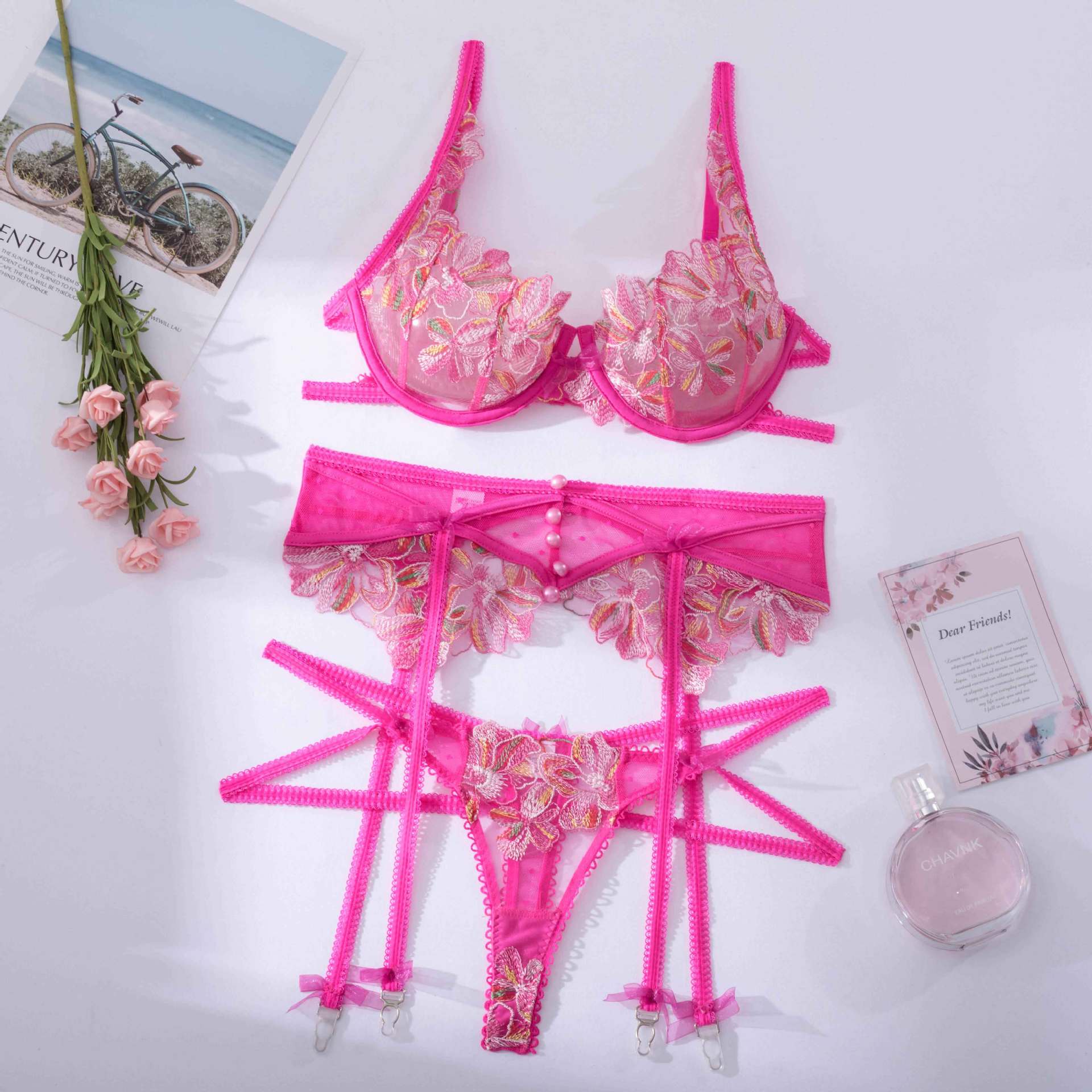 Pembe Çiçekli Dantel İç Çamaşı - Sheer Bra Lace incelemesi ve fiyatı